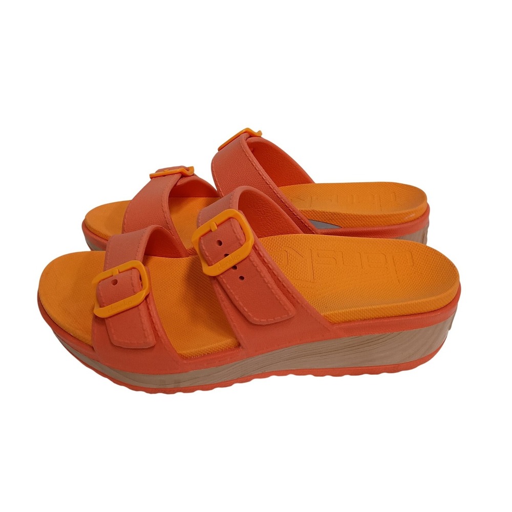 Dansko Kandi Slide Wedge Sandals Womens 40 Orange Molded Buckle Comfort Shoes